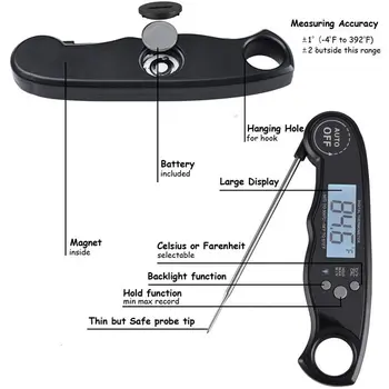 

Instant Reading Digital Meat Thermometer (2 Packs) Waterproof Kitchen Cooking Food Thermometer, with Probe Fast Barbecue Meat Th