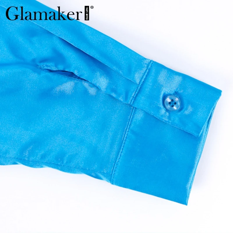 Glamaker, сексуальные короткие вечерние платья-рубашки из сатина, женское мини облегающее платье с длинным рукавом, Осеннее элегантное женское Клубное платье на шнуровке