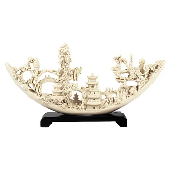 

Imitation Ivory Boat Artware Miniature Model Sculpture Resin Modern Art Figurine Ornament Home Decoration Accessories Room Decor