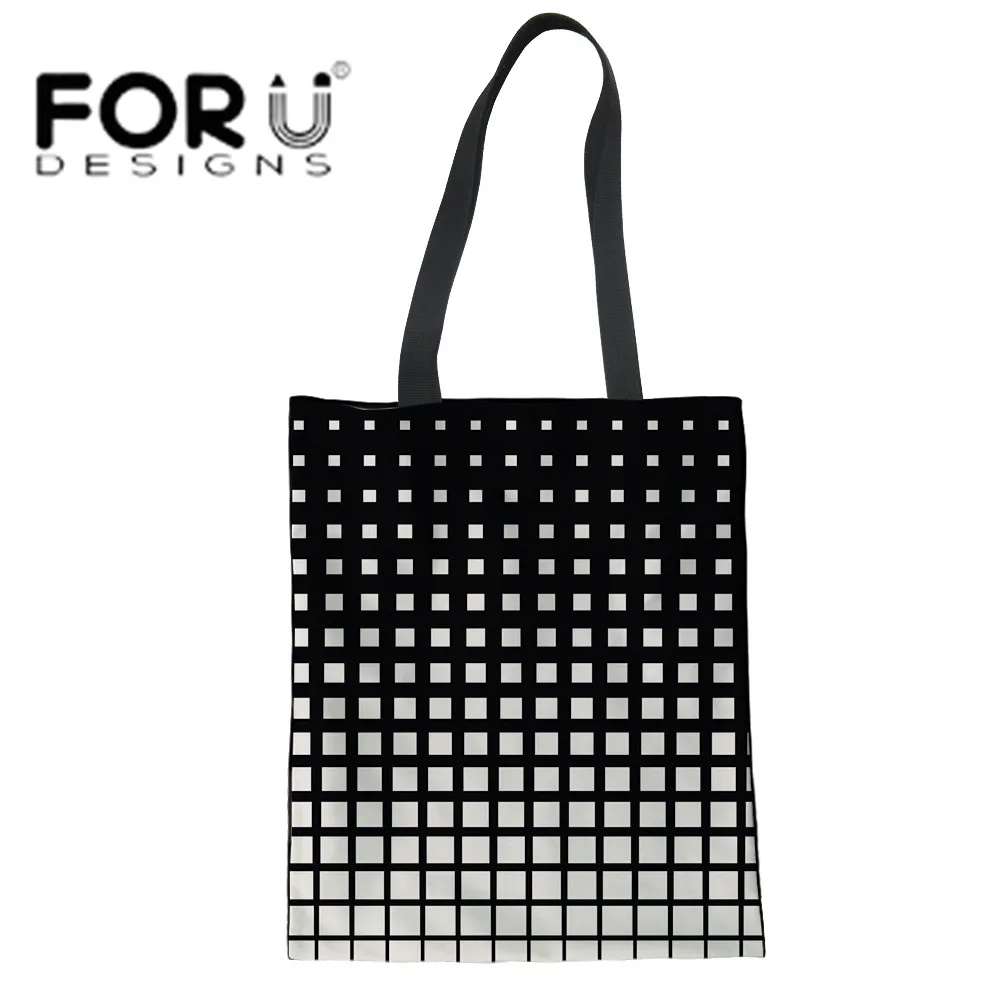 RI001Z22 FORUDESIGNS/многоразовая сумка для покупок с геометрическим принтом в клетку, сумка для подростков, складная сумка для пляжа, Повседневная сумка на плечо - Цвет: RI001Z22