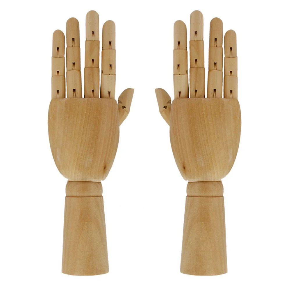 7/10/12Inch Left Right Hand Mannequin Decoration Fake Model Flexible Art Dummy Lightweight Wooden Manikin Fingers Articulated