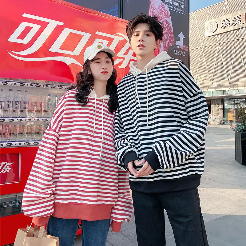 

Cotton Striped Hoodies Men's Fashion Casual Hooded Sweatshirt Men Wild Loose Hip Hop Hoodie Mens S-3XL Streetwear Couples Hoody