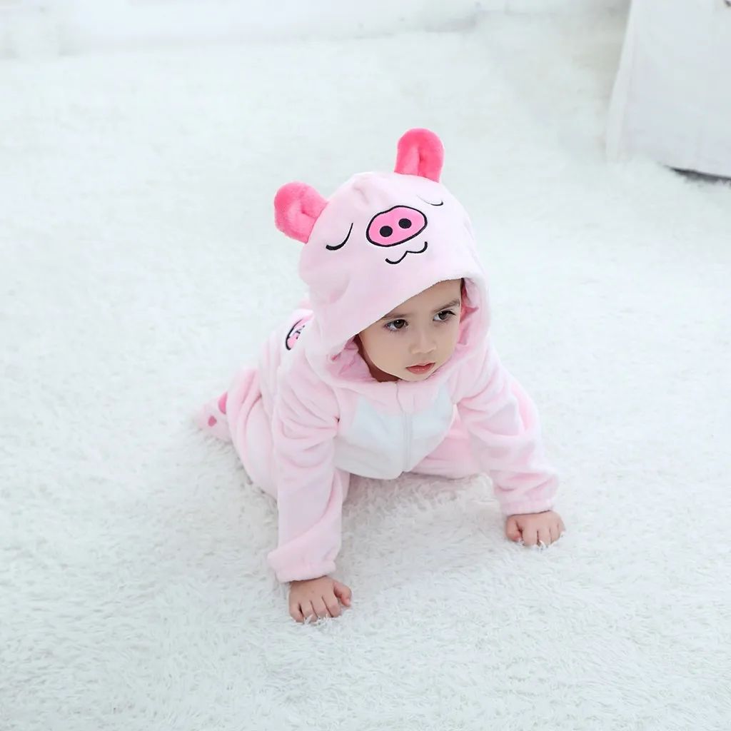 Модный милый комбинезон для маленьких детей; костюм для костюмированной вечеринки с принтом животных из мультфильмов для мальчиков и девочек; милая однотонная Пижама с героями мультфильмов; комбинезон для подвижных игр
