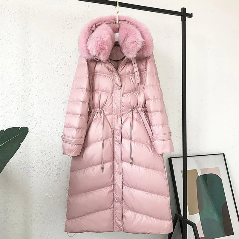 Koop Fitaylor Echte Natuurlijke Vos Bont 2020 Winter Jacket Vrouwen Witte Eendendons Jas Uitloper Kapmantel Dikke Warme Down parka