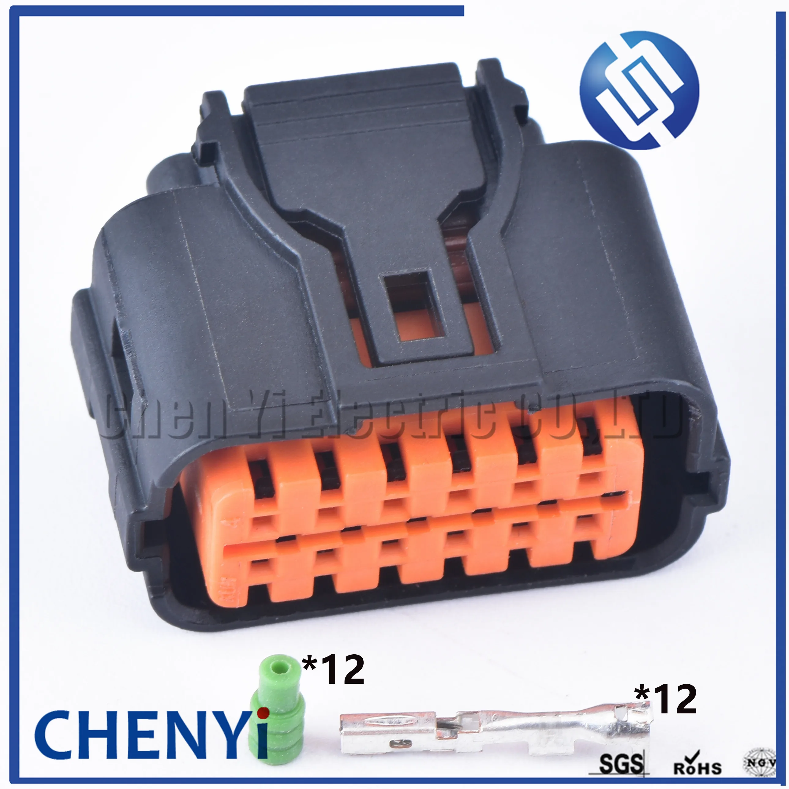 12 Pin Automotive waterproof connector electrical plug Back View 