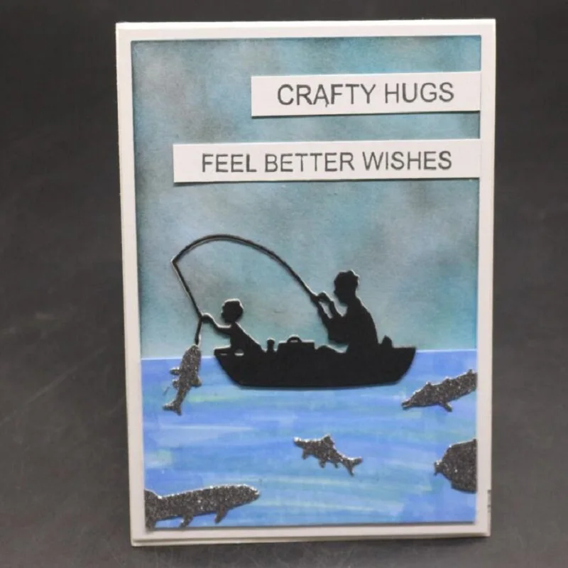 

Dad and son go fishing Metal Cutting Dies for Scrapbooking Album Paper Crafts Die cuts Stencil Decorative card making new tool