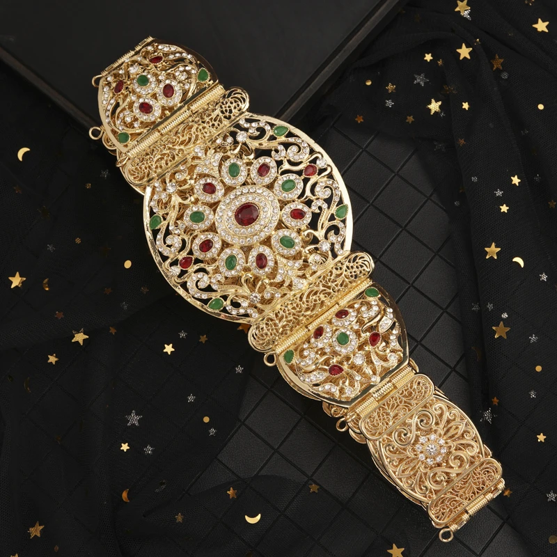 Stylish and elegant style with round crystal waist chain adjustable length colorful rhinestone metal belt | Аксессуары для одежды