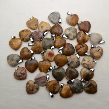

Fashion Crazy agates Jewelry natural stone heart pendants for jewelry making charms Necklace accessories 50Pcs/lot free shipping
