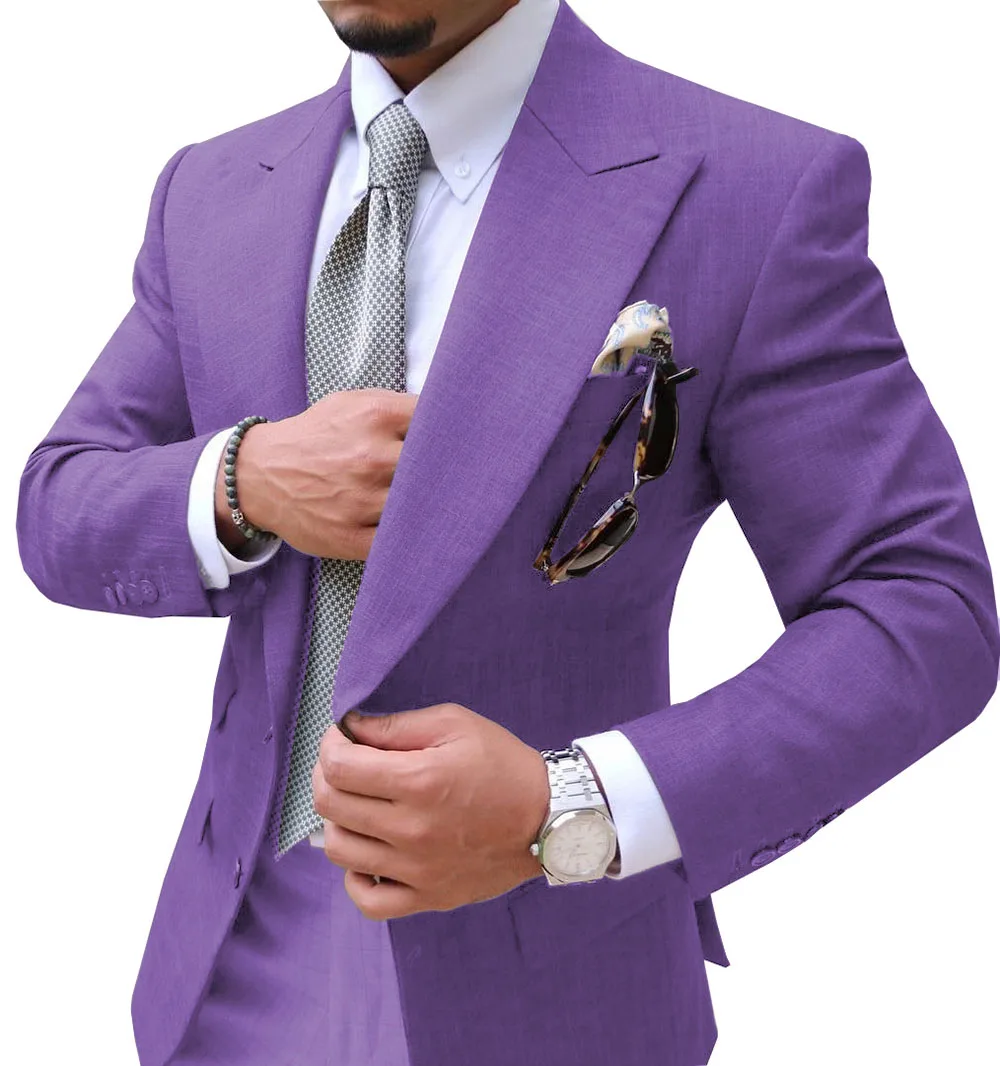 purple Классический мужской костюм Smolking Noivo Terno, приталенный Easculino, вечерние костюмы для мужчин, деловые мужские пиджаки для жениха - Цвет: purple