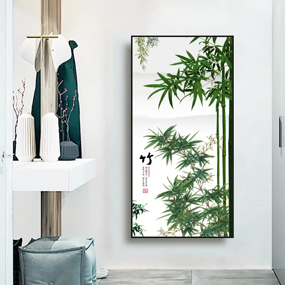 Bamboo Plant Chinese Style Prints And Poster Interior Vestibule Asile Canvas Painting For Living Room Wall Art Sallon Mural Painting Calligraphy Aliexpress