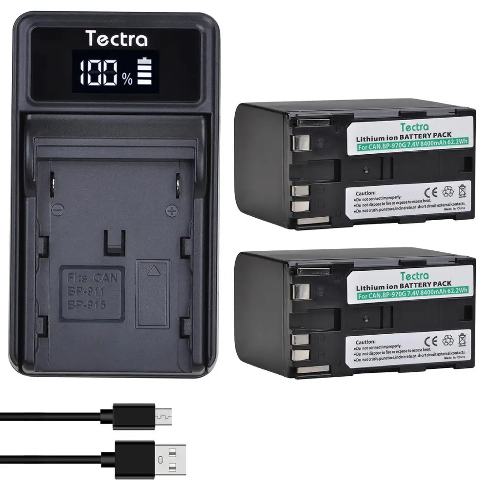 2Pcs 8400Mah Bp-970G Bp-975 Batteria Per Canon Eos C100,Eos C100 Mark Ii,Eos C300,Eos C300 Pl,Gl2, Con Bp970G Caricabatteria