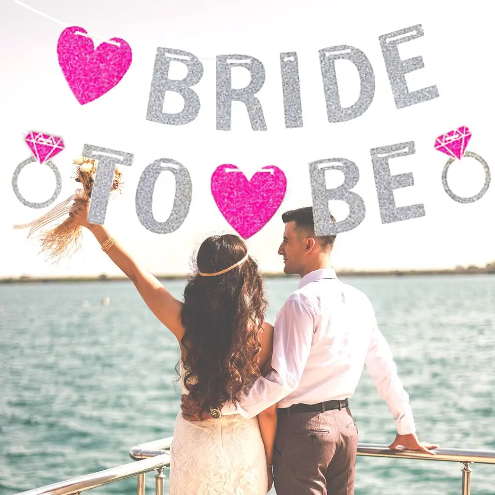 Сделай себе сам розовый Серебристая блестящая бумага флаги буквы "Bride to be" баннер гирлянда баннеры Свадебная вечеринка вечерние украшения