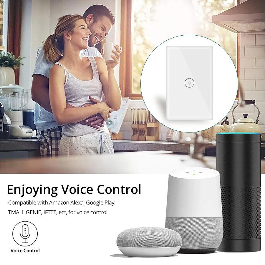 WiFi Smart Light Switch Touch Control Tuya App EU US 1 2 3 gang Glass Panel Wall Switch Work With Alexa Google Assistant IFTTT