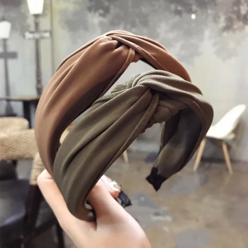 

New Fashion Cross Hairband Headband Turban for Women Lady Solid Color Wide Plastic Hair Hoop Bezel Hair Bands Accessories