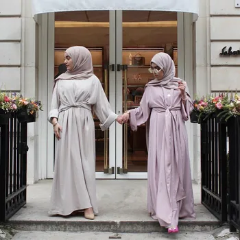 

WEPBEL Fashion Plus Size Loose Moroccan Kaftan Dubai Women Muslim Dress Abaya Bandage Turkish Robes Islamic Clothing