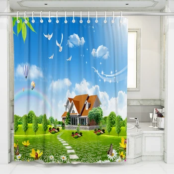 

Sweet Home Garden Landscape Shower Curtain 3D Print Waterproof Bathroom Curtain Bath Sheer For Home Decoration cortinas de bano