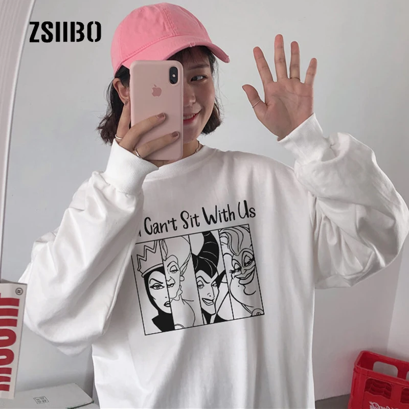 

Winter You Can't Sit With Us Letter Women S-2XL Princess Harajuku Cartoon Casual Tops Ulzzang Loose Long Sleeve Sweatshirt