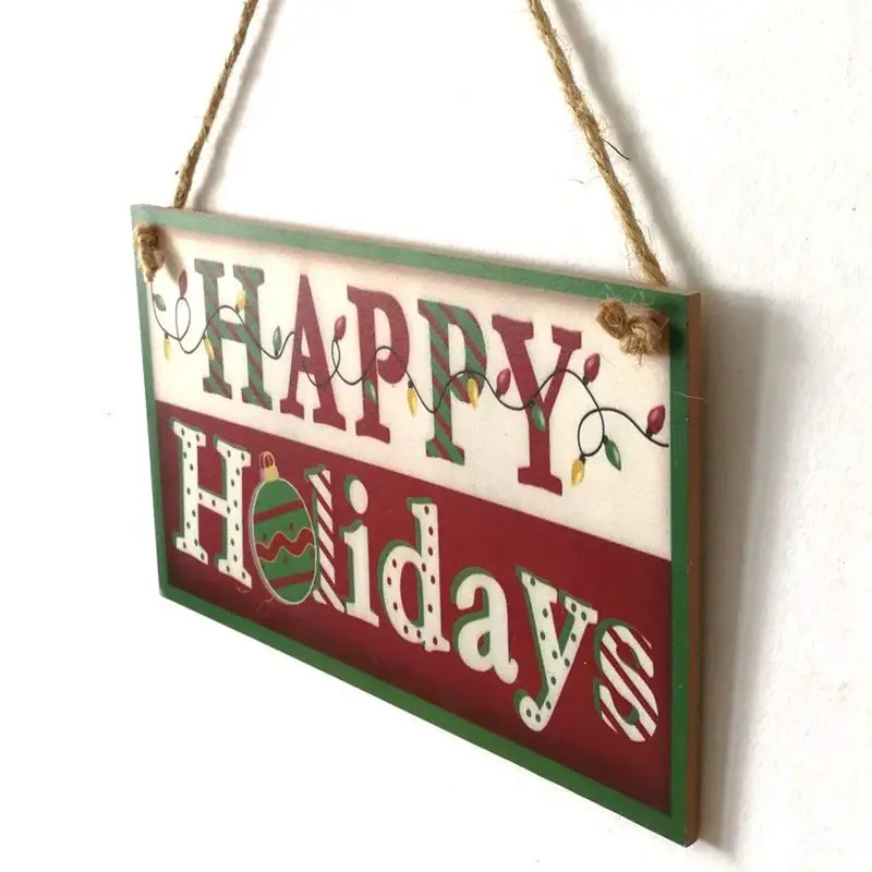ABUI-Hanging Wooden Sign Christmas Hanging Cute Decorative Board Festival Favors