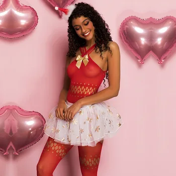 JSY Sexy Cosplay Lingerie Set Christmas Girl Uniform Bodysuit Erotic Skirt Catsuit Costumes Sex Role Play Club Nightwear Outfits 3