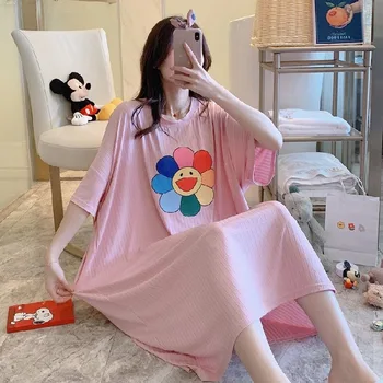 

2020 Summer Nightdress Cute Net Red Casual Leisure Tops Short-Sleeved Nightdress Thin Style Can Be Worn Outside Sleepwear