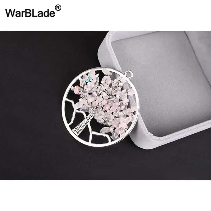 WarBLade натуральный камень кристалл 7 Радужная чакра Дерево жизни Подвески ожерелье s Мудрая ожерелье в виде дерева жизни для женщин ювелирный подарок - Окраска металла: 13