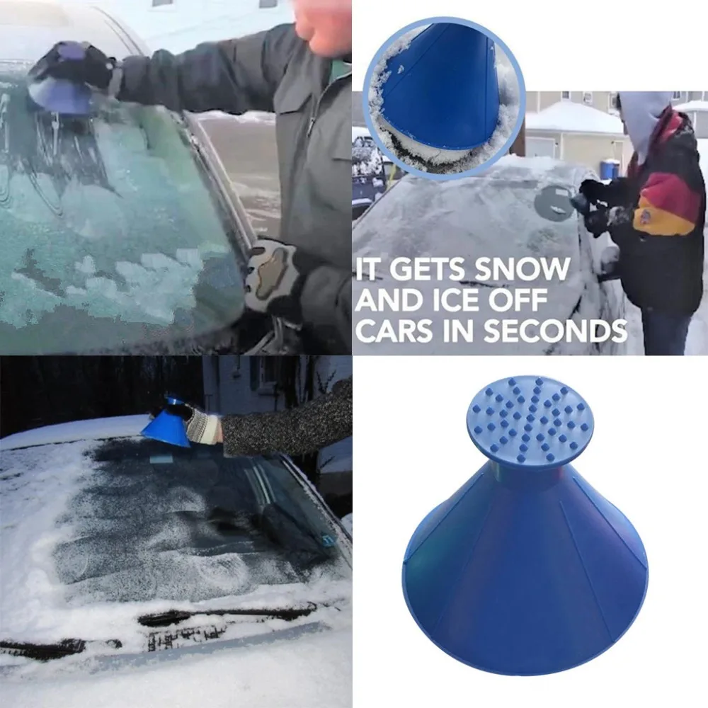 Magic Cone-Shaped Windshield Ice Scraper Snow Shovel Tool Green 