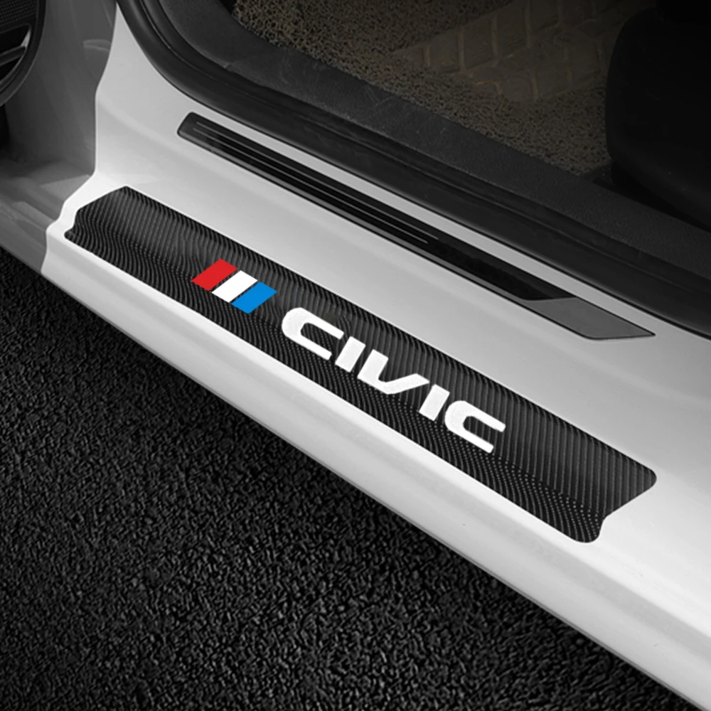 4 шт. кожа углеродное волокно автомобильный порог протектор автомобиля против