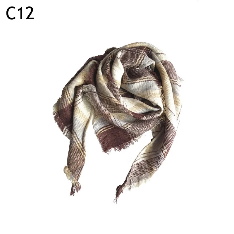 C12 DRESSUUP, детский клетчатый шарф, имитация кашемира, Осень-зима, шарф, треугольный шарф, шаль, нагрудник - Цвет: C12