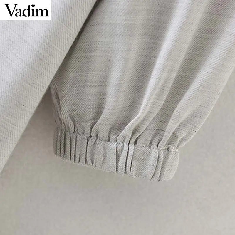 Vadim, женское винтажное однотонное платье миди с v-образным вырезом, плиссированное платье с длинным рукавом, женские повседневные стильные платья до середины икры, vestidos QC943