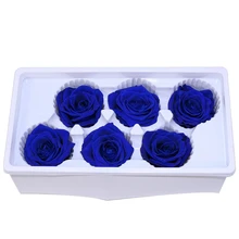 Вечные розы головы, настоящие натуральные свежие консервированные розы, красота и чудовище навсегда Роза, Бесконтактный цветок материал синий