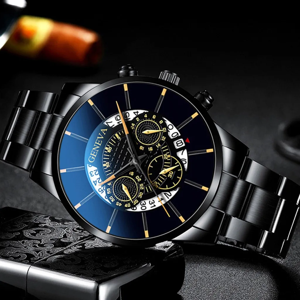Fashion Cool Unique Digital Literal Multi Layer Dial Men Quartz Mesh Belt Watch Automatic Luxury Clock Men Waterproof Mechanic