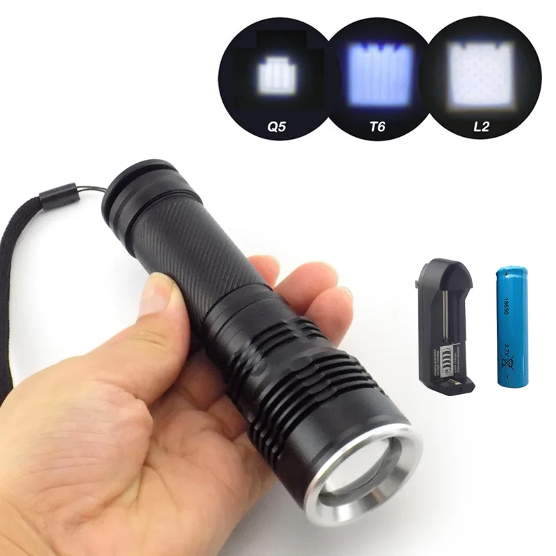LED Tactical Flashlight Q5 T6 XM L2 High Power Lanterna zoom Aluminum Torch AAA OR 18650 battery lampe torch fishing Lantern | Лампы и