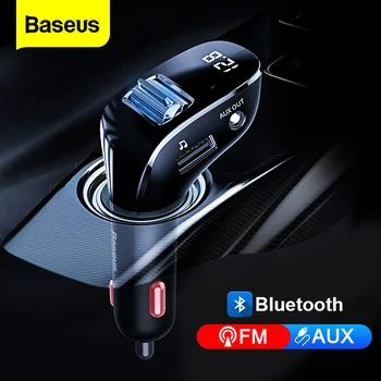 

Baseus USB Car Charger For Phone FM Transmitter Bluetooth 5.0 Handsfree Audio MP3 Player Aux Bluetooth Adapter Fast Charging