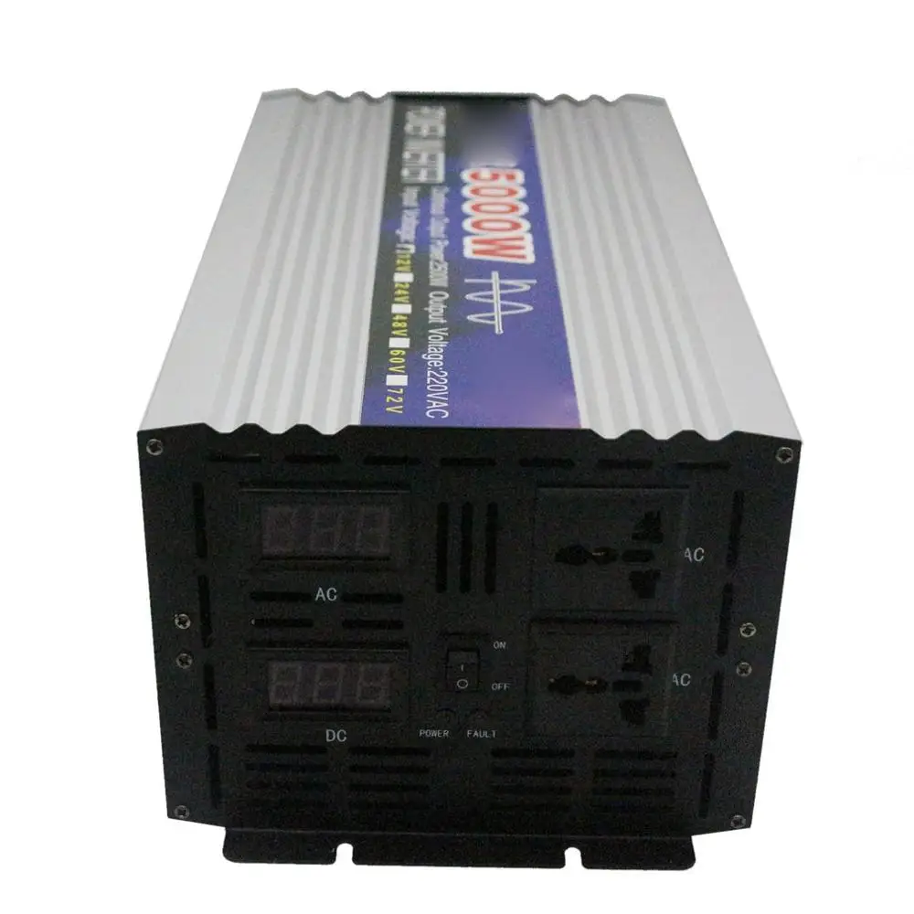 US $141.73 5000W Pure Sine Wave Intelligent String Inverter Dual Digital Display Power Inverter Car Converter Adapter with Dual Fan