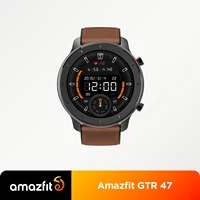 Global Versie Amazfit Gtr 47Mm Gps Smart Horloge 5ATM Waterdichte Smartwatch 24 Dagen Batterij Muziek Lederen Band