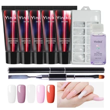 Дизайн ногтей поли гель набор светодиодный прозрачный УФ-гель Расширение пальцев прозрачный розовый желе быстрое строительство DIY Дизайн ногтей дома салонные украшения для ногтей