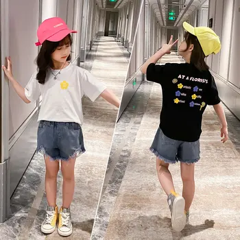 

Girls Clothes Girls Summer Outfits Toddler Children Kids Fashion Set Print Top + Ripped Hole Shorts 4 5 6 7 8 9 10 11 12 13 Year
