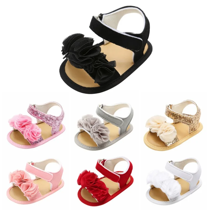 Baby Shoes Sandals Baby Girl Summer Flat White Flower Princess Shoes Newborn Toddler Infant Elegant Pink Cute Prewalkers 0-18M