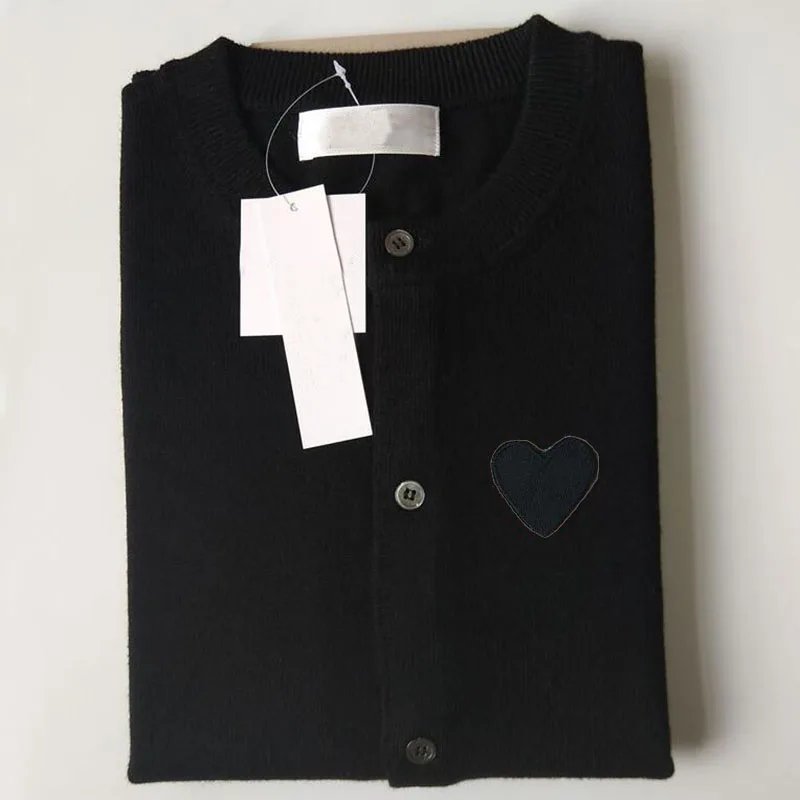 black with black Длинный рукав шерсть CDG Love Heart персиковый женский свитер кардиган вязаный вышитый Повседневный игровой свитер для осени и зимы с глазами - Цвет: black with black