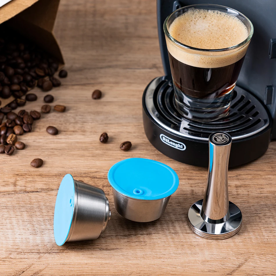 Refillable STAINLESS STEEL Metal Reusable Dolce Gusto Capsule Silicone Cover Dolci Gusto Coffee Machine Coffee Spoon with Clip
