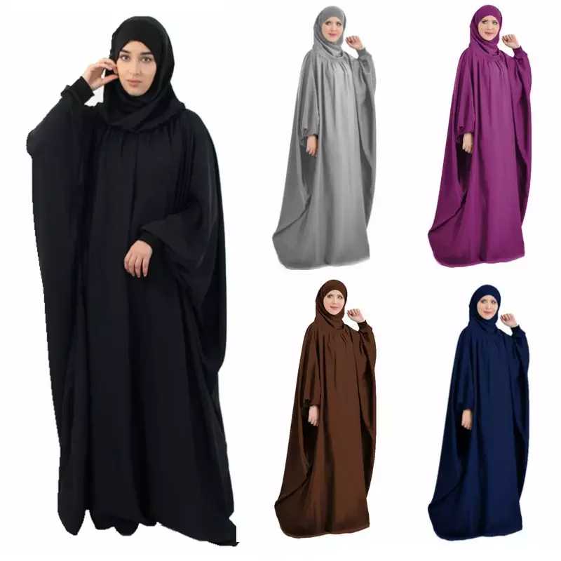 

Ramadan One Piece Prayer Abaya Dress Jilbab Hijab Dresses Kaftan Hooded Robe Headcover Long Khimar Modest Islam Dubai Clothes