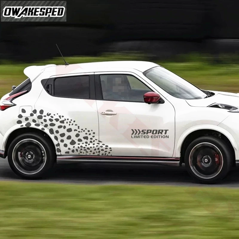 1set Both Side Leopard Print Graphics Decor Stickers For-Nissan JUKE NISMO Car Body Vinyl Decals Auto Door Accessories (2)