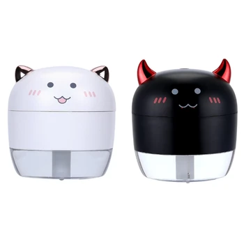 

2 Set Mini Air Humidifier USB Aromatherapy Diffuser 200ML Mist Maker with Night Light for Car - Black & White
