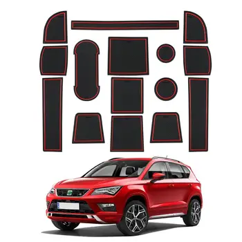 

LFOTPP Car Door Groove Mat For Ateca SUV 2017 2018 2019 Anti-Slip Dust-Proof Door Gate Slot Pads Auto Interior Accessories Red