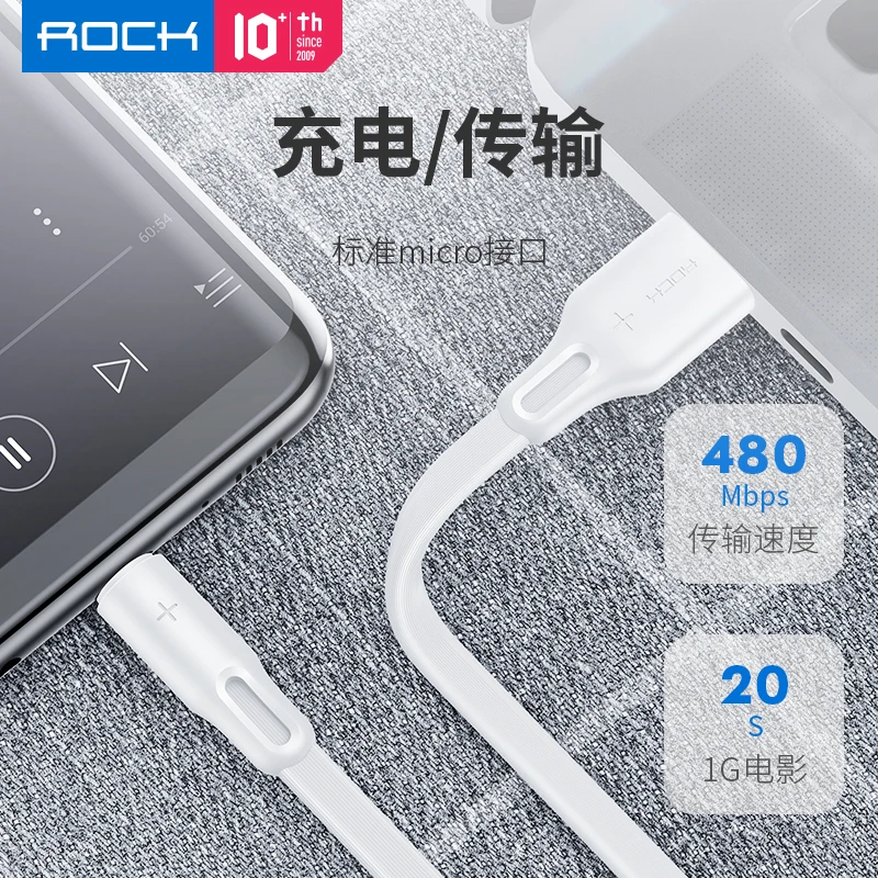 ROCK Micro USB кабель 2A Быстрая зарядка USB кабель для передачи данных для samsung Xiaomi LG планшет Android мобильный телефон USB зарядка Шнур Microusb