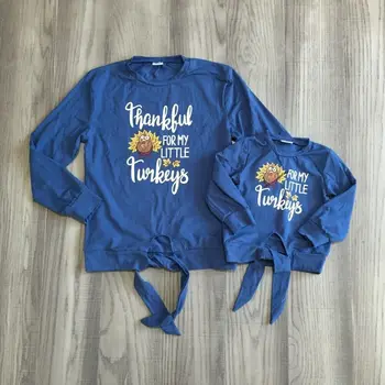 

girlymax mom daughter clothes girls thanksgiving blue raglan girl thankful turkey raglan mum and daughter top