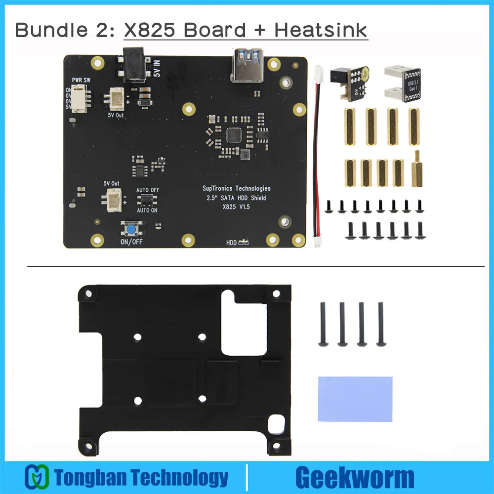 Bundle 2 Raspberry Pi 4X825 2,5 дюймов SATA HDD/SSD Плата расширения памяти+ встроенный радиатор с вентилятором для Raspberry Pi 4 Модель B - Цвет: Bundle 2