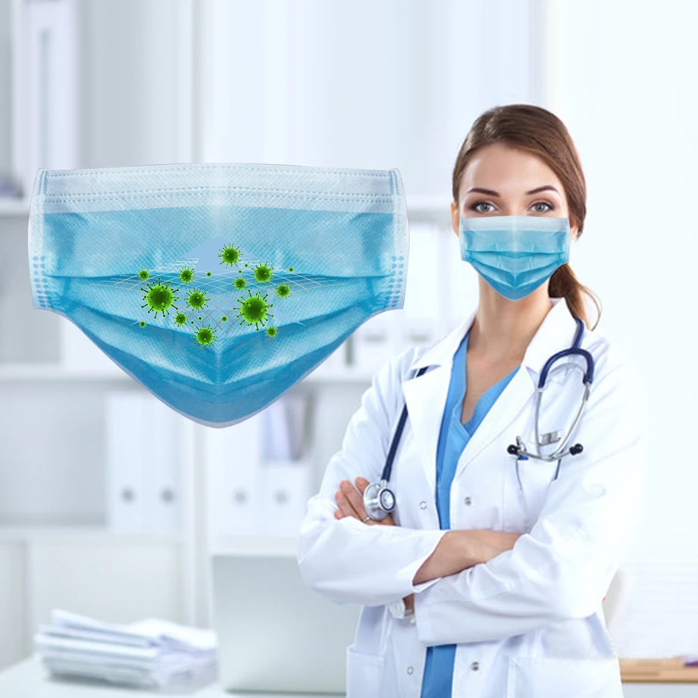

In Stock Fast Shipping Face Mask Personal Disposable Protective Mask 50Pcs/Box Profession 3 Layers Protective Mask