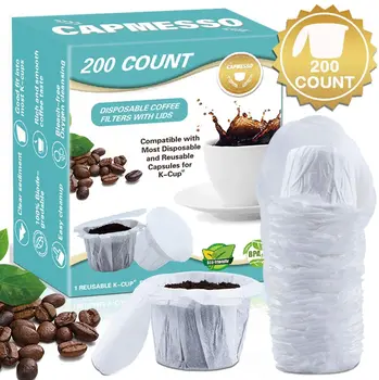 

Disposable Coffee Filters with Lid Keurig Paper Filter for Reusable Single Serve K Series Cups Pods Keurig 2.0 & 1.0