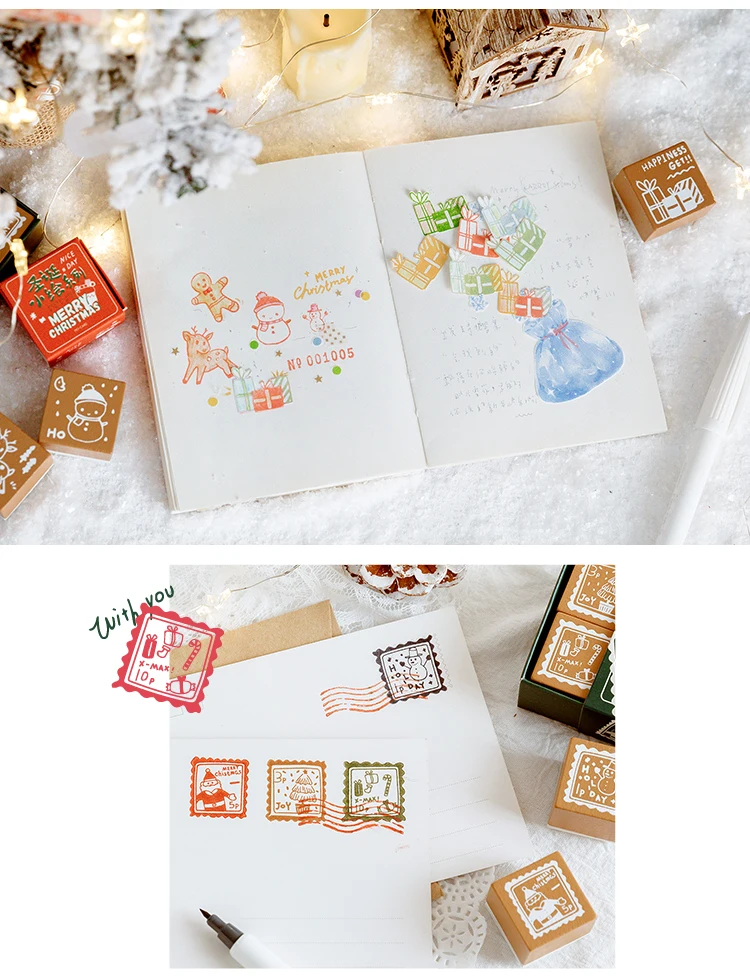 XINAHER Vintage Christmas socks deer stamp DIY wooden rubber stamps for scrapbooking stationery scrapbooking standard stamp